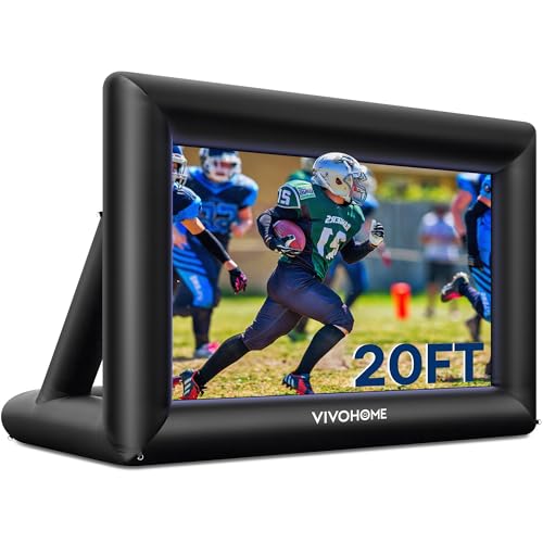VIVOHOME 20 FT Inflatable Projector Screen for Outside, Blow Up Movie Screen Outdoor Use, Mega Large TV Screen with Carry Bag for Backyard, Triangular Back Support