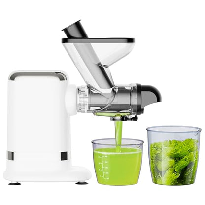 GVODE Cold Press Juicer, Powerful Masticating Juicer with Dual Feed Chute, Electric Juicer with Pulp Separation, Countertop Juicer Machines, 75dB, 3 Mode Operations, Overheat Protection