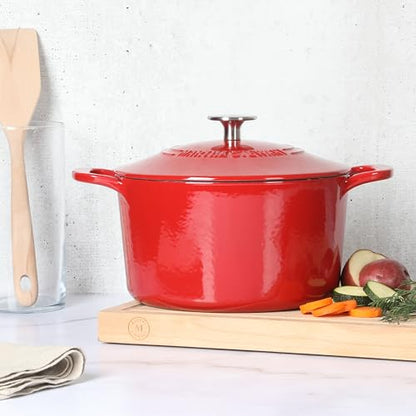 Martha Stewart Gatwick 4 Quart Enamel Cast Iron Dutch Oven - Red