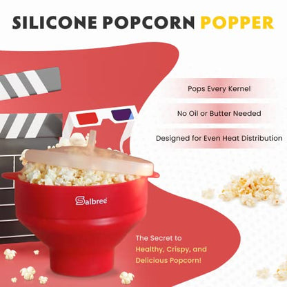 Salbree Microwave Popcorn Popper Maker Silicone Collapsible Bowl No Oil