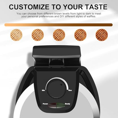 Waffle Maker, Rotating Belgian Waffle Maker, 180° Flip Waffle Iron, Non-Stick Plate, Adjustable Browning Control, Foldable Cool Touch Handle, Removable Drip Tray, Space Saving Storage, Stainless Steel