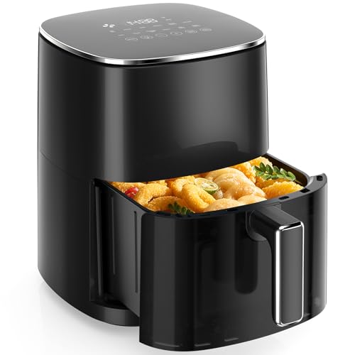 Sweetcrispy 6QT Air Fryer with Window, Square Airfryer Oven 12-in-1 for Family, 400°F Rapid Air Crispy Technology, Roast Bake Dehydrate, Nonstick & Easy-Clean Basket, Black