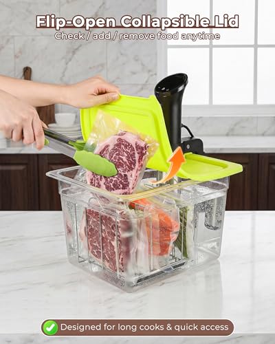 EVERIE 12Qt Sous Vide Container Kit w/Collapsible Lid + Lock-In Divider Rack + Insulating Sleeve – For Long Cooks, Fits Most Clamp-Style Circulators