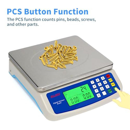 Large Digital Kitchen Scale 30KG Commercial Food Scale 66LB for Baking Bread Meat Stainless Steel Price Computing Scale LCD Display,Prep Counting Scale for Parts and Coins Adapter Included