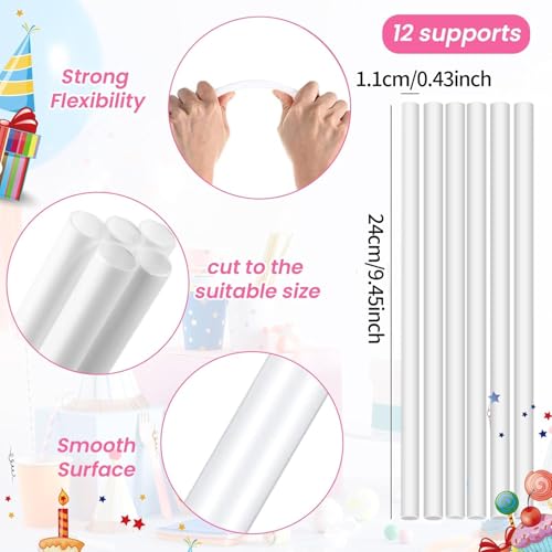 Cake Pin Sticks Set, 16 Pieces Plastic Cake Sticks Support Rods with 4 Cake Dividers for 6, 8, 10, 12 Inch Cakes, Plastic Cake Support Rods for Wedding Cake Building and Stacking (16)