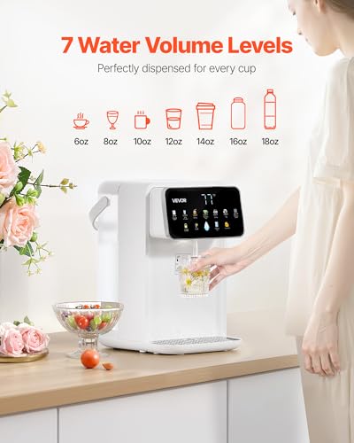 VEVOR Instant Hot Water Dispenser, Countertop Boiling Water Dispenser with Adjustable 7 Temperatures & 7 Water Volumes, 118oz Removable Water Tank, Quick Heating with Touchscreen & Child Lock for Home