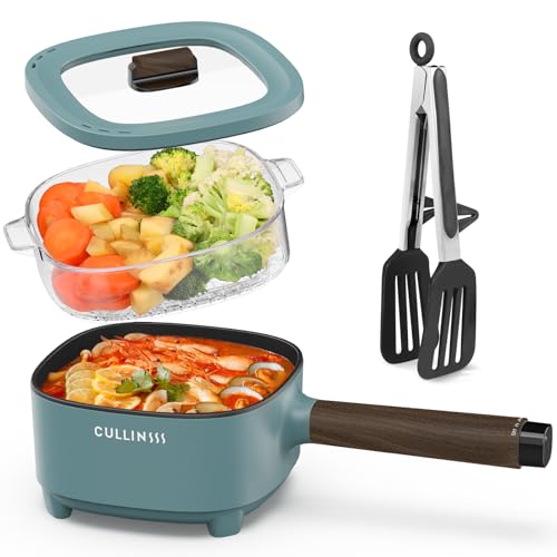 CULLINSSS 2L Hot Pot Electric Small Electric Skillet with Nonstick Coating