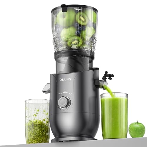 ORAINN Juicer Machines with 5.8" Large Feed Chute, 450W Cold Press Juicer for Whole Vegetables and Fruits, Slow Masticating Juicer Easy to Clean Juice Extractor Machine High Juice Yield (Grey)