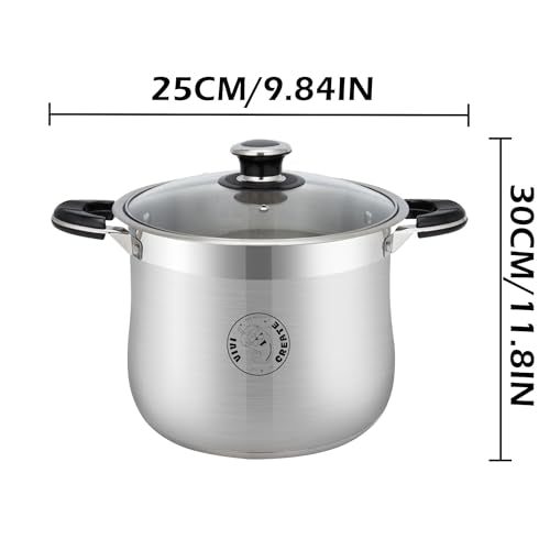 Vivicreate 18.5 Quart Stainless Steel Stock Pot with Lid Large Induction Cooking Pot for Pasta Soup Boiling Stew with Measurement Marks and Handles