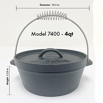 Bayou Classic 7400 4-Quart Cast Iron Dutch Oven