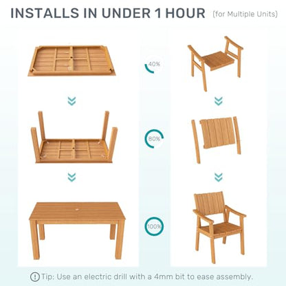 ZHUSI Patio Table and Chairs Set, Outdoor Table and Chairs,HIPS Outdoor Dining Set with Umbrella Hole for Backyard, Poolside