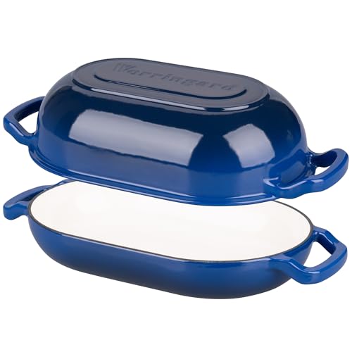 VORRINGARD Enameled Cast Iron Sourdough Bread Oven, Dutch Oven, Loaf Cast Iron Bread Pan for Homemade Bread Baking, Meatloaf Pan with Lid, 7QT, Blue