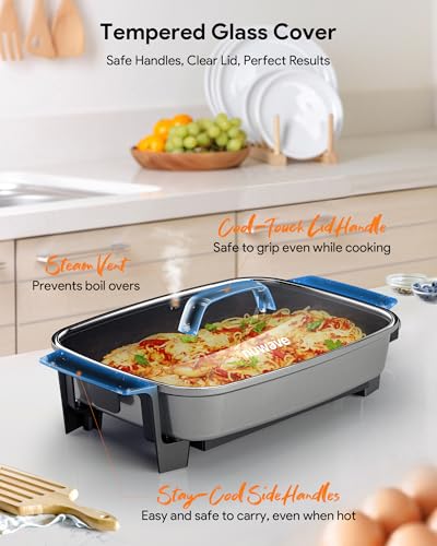 Nuwave Medley XL Digital Electric Skillet, Family Size Griddle w/Glass Lid