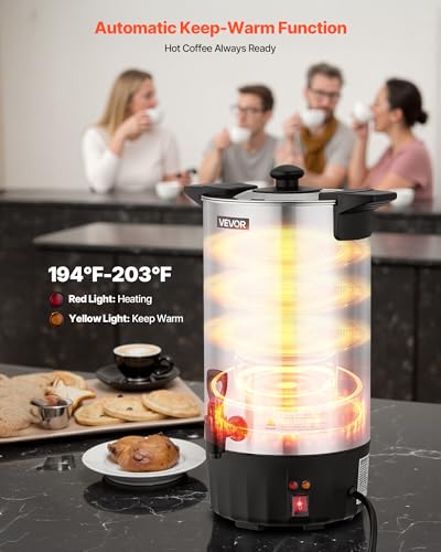 VEVOR Commercial Coffee Urn 60 Cups, 9.5 qt Hot Beverage Dispenser