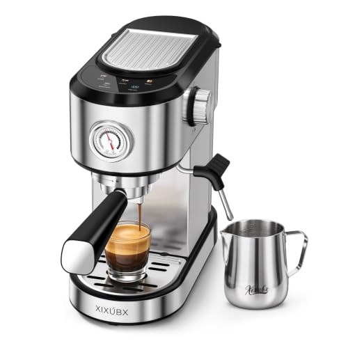 XIXUBX 20 Bar Espresso Machine with Milk Frother, Touchscreen, Silver