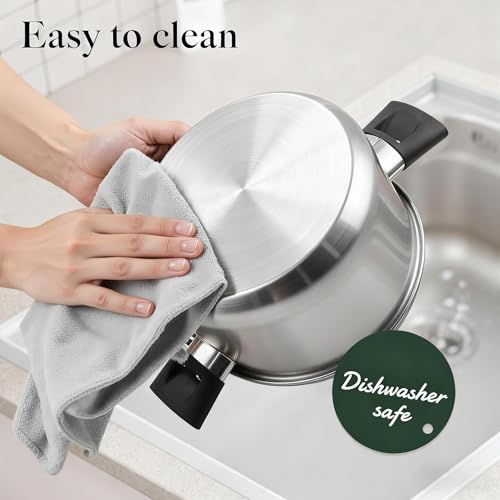 ASKSCICI Stainless Steel Cookware Set, 14-Piece Pots and Pans Set, Kitchen Cookware Set with Stay-Cool Handle, Non-Toxic, Dishwasher Safe & Compatible with All Stovetops (Gas, Electric & Induction)