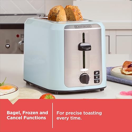 BLACK+DECKER 2-Slice Toaster with Extra-Wide Slots, Surf Spray