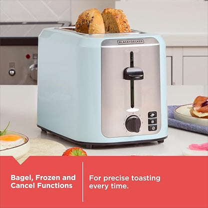 BLACK+DECKER 2-Slice Toaster with Extra-Wide Slots, Surf Spray