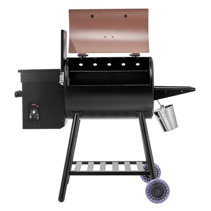 VEVOR Wood Pellet Grill Smoker, 8 in 1 BBQ Grills for Outdoor Cooking, 456 Square Inches Cook Area Electric Grill and Smoker, with Digital Controller, Meat Probe, 500°F Max Temperature, Black