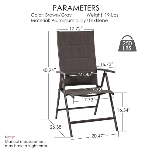 Kozyard 2-Piece Outdoor Patio Dining Chairs, Folding Reclining Patio Chairs