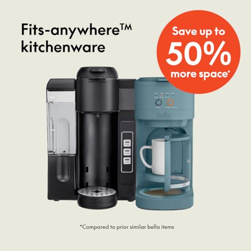 BELLA VersaBrew 2-in1 Coffee Maker, K-Cup compatible, Brew 3 Sizes Carafes & Single Serve Cups, Dishwasher Safe Reusable Filter & Filter Holder, Iced Coffee Function, 60oz Tank, Surf