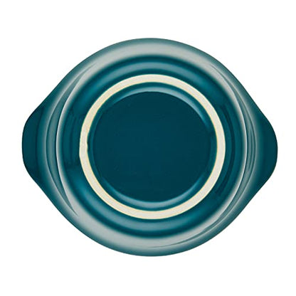 Rachael Ray Solid Glaze Ceramics Round Ramekins/Dipping Cup Set, 4 Piece, Teal