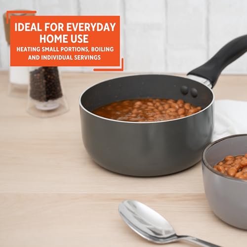 IMUSA Gray Ceramic Saucepan 2.0 Qt Nonstick with Cool-Touch Handle, Small Pot for Sauces, Soups, Stews and More