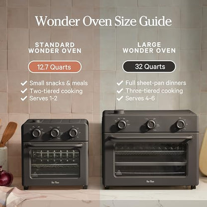 Our Place Wonder Oven | 6-in-1 Stainless Steel Air Fryer Toaster Oven Combo with Basket, Rack, Pan & Tray | Compact 13 QT Countertop Capacity - Toast, Roast, Bake, Reheat, Broil & Steam | Char