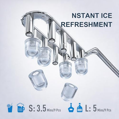 38lbs Per Day Countertop Ice Maker, 9 Ice Cubes in 3.5 Minutes, Self-Cleaning Portable Ice Machine with 2 Bullet Sizes for Kitchen, Camping, RV, and Party