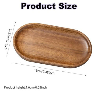 LIFTATAPA Small Wooden Tray, Oval Wood Serving Trays, Acacia Wood Platter for Coffee Tables, Dessert, Snack, Fruit, Bathroom Tray Charcuterie Board for Home Decor (S)