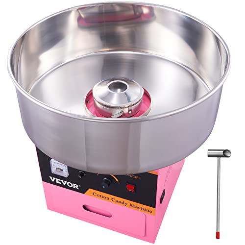 VEVOR Electric Cotton Candy Machine, 1000W Commercial Floss Maker w/Stainless Steel Bowl, Sugar Scoop and Drawer, Perfect for Home, Carnival, Kids Birthday, Family Party, Pink