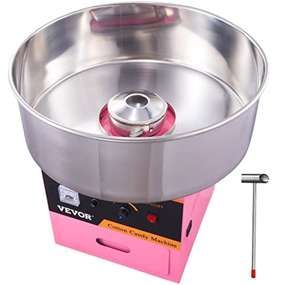 VEVOR Electric Cotton Candy Machine, 1000W Commercial Floss Maker w/Stainless Steel Bowl, Sugar Scoop and Drawer, Perfect for Home, Carnival, Kids Birthday, Family Party, Pink