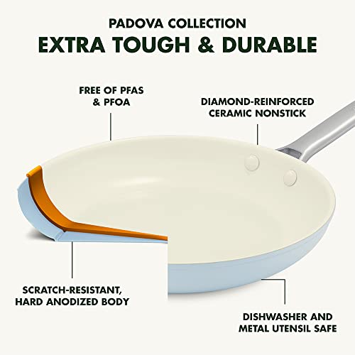 GreenPan Padova Hard Anodized Healthy Ceramic Nonstick 17 Piece Cookware Set, PFAS-Free, Induction, Dishwasher Safe, Oven Safe, Light Blue