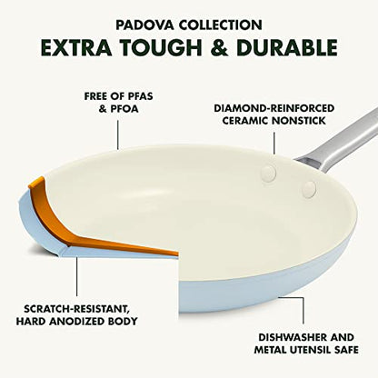 GreenPan Padova Hard Anodized Healthy Ceramic Nonstick 17 Piece Cookware Set, PFAS-Free, Induction, Dishwasher Safe, Oven Safe, Light Blue