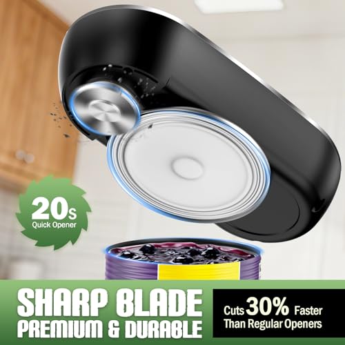 ThriveCan Rechargeable Electric Can Opener – One-Touch for Seniors & Arthritis & Weak Hands, Smooth-Edge Side-Cut, Hands Free & Easy, Ergonomic Design Works on All Can Sizes, Ideal Kitchen Gift Black