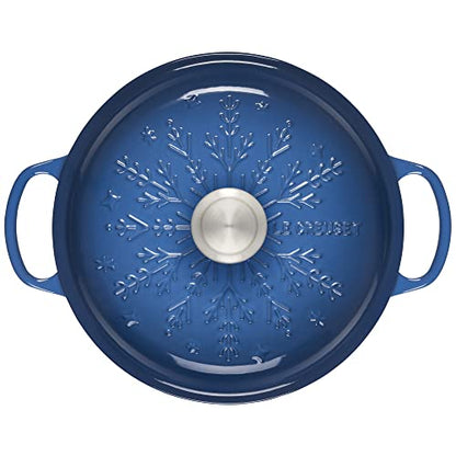 Le Creuset Noel Collection: Signature Cast Iron Braiser Embossed Snowflake w/Stainless Steel Knob, 2.25 qt., Marseille