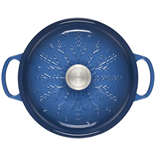 Le Creuset Noel Collection: Signature Cast Iron Braiser Embossed Snowflake w/Stainless Steel Knob, 2.25 qt., Marseille