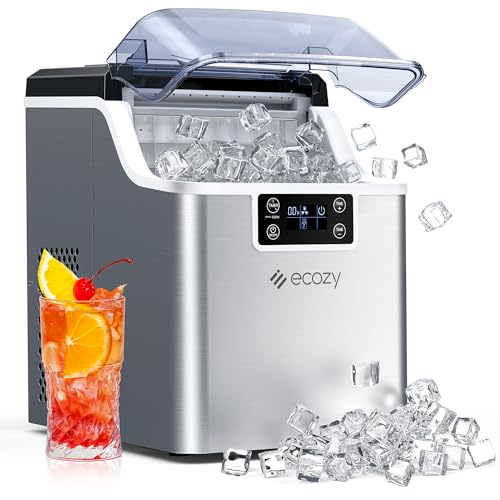 ecozy Portable Ice Cube Maker Countertop, 45 Lbs/Day, Self-Cleaning