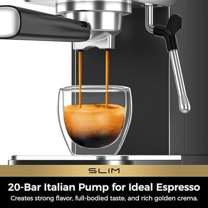 CHULUX Slim Espresso Machine with Milk Frother for Home Cappuccino, Black