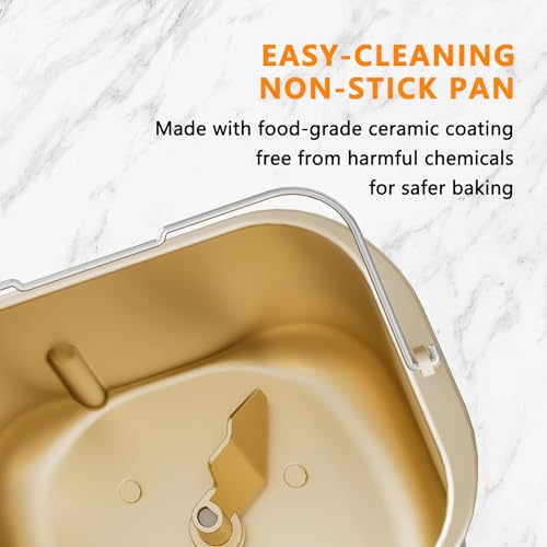 Manastin 19-in-1 Bread Maker Pro, 2LB Bread Machine with Fruit and Nut Dispenser, Stainless Steel Housing, Nonstick Baking Pan, 2 Pound Bread Maker Machine, Ideal Kitchen Gift for Home Bakers