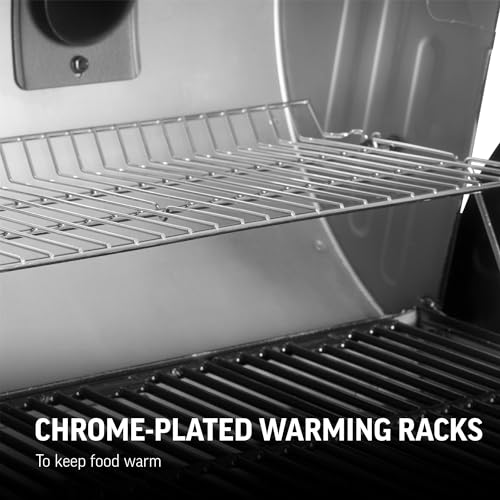 Char-Griller® Texas Trio 3-Burner Gas & Charcoal Grill and Smoker, Push Button to Ignite, Dual temperature Guages, Side Burner, Includes Side Firebox, 1,390 Cooking Square Inches, Black, Model# 3070