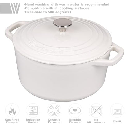 VORRINGARD Enameled Cast Iron Dutch Oven Pot with Lid, for Bread Baking, Round Bread Oven- include Sourdough Bread Baking Supplies Set, 4.5QT, White