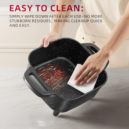 AORAN Electric Frying Pan with Lid, Multifunctional Electric Skillet for Frying, Grilling, Boiling & Cooking, Nonstick, Compact, Easy-to-Clean, Adjustable Temp Control Black
