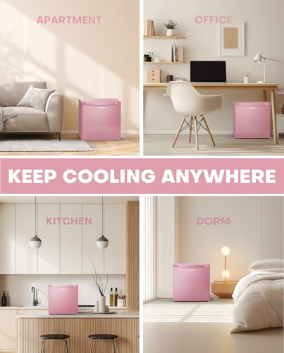 Upstreman 1.7 Cu.ft Mini Fridge with Freezer, Pink-FR17