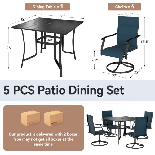 Murago Patio Table and Chairs Set, Outdoor Table and Chairs, Padded Blue