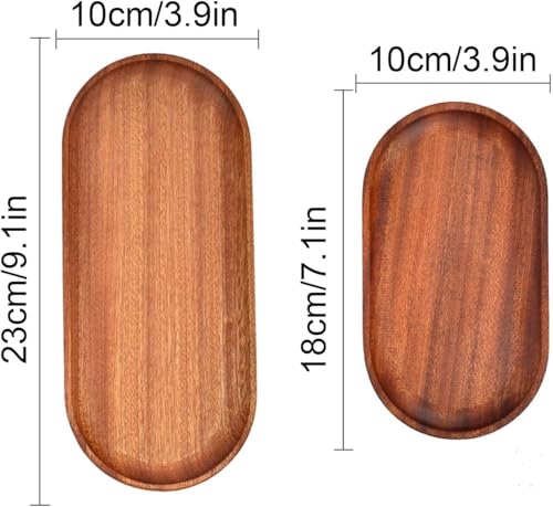 2 Pack Solid Wood Serving Platters and Trays of Natural Wood with Edge,Rectangular Avoid Sliding and Spilling Food (Walnut Trays x 2Pack)