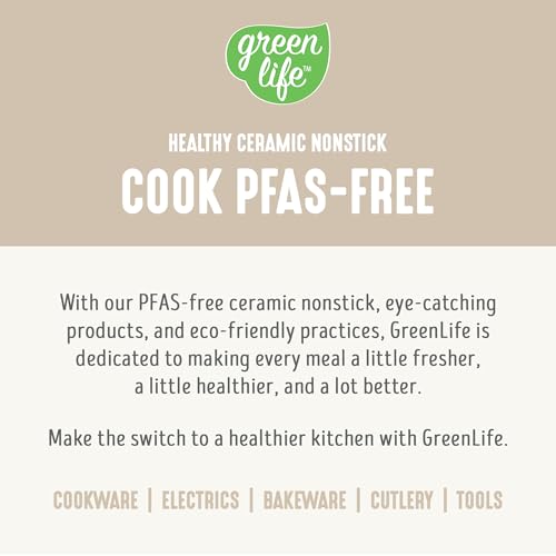GreenLife 8 Piece Ceramic Nonstick Cookware Set, Induction Suitable Non Toxic PFAS-Free Pots & Pans, Dishwasher Safe, Cooking Set, Stock Pot, Saucepans & Frying Pans, Kitchen Cooking, Granite Cream