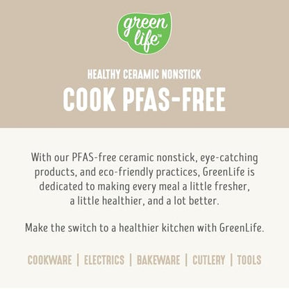 GreenLife 8 Piece Ceramic Nonstick Cookware Set, Induction Suitable Non Toxic PFAS-Free Pots & Pans, Dishwasher Safe, Cooking Set, Stock Pot, Saucepans & Frying Pans, Kitchen Cooking, Granite Cream