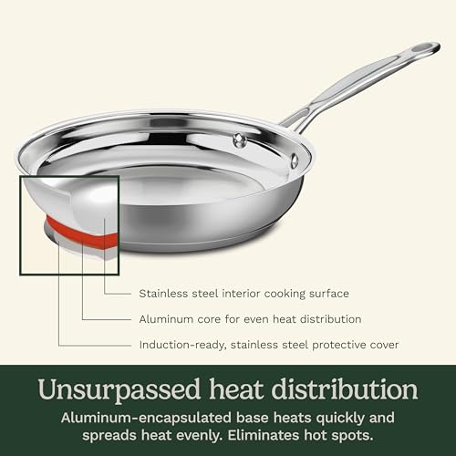 Cuisinart 7-Piece Stainless Steel Pots and Pans Set, Cookware Set Compatible with Induction, Electric, Gas Cooktops, Aluminum Core for Quick Even Heat, Cool Grip Handles, Dishwasher Safe, Oven Safe