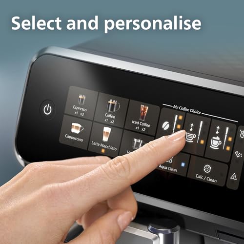 Philips 3300-Series Fully Automatic Espresso Machine - 6 Drinks, Modern Colour Touch Screen, LatteGo Milking System, SilentBrew, 100% Ceramic Grinder, AquaClean Filter. Black Chrome (EP3347/90) (Renewed)
